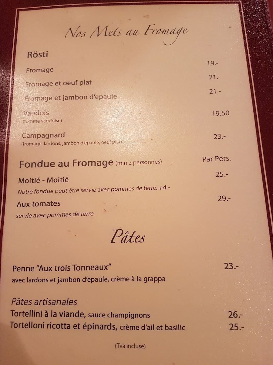 Aux Trois Tonneaux Menu 10